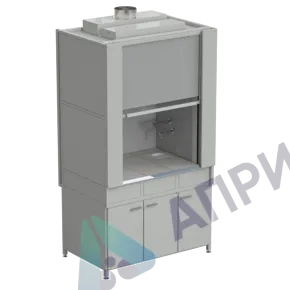 Шкаф вытяжной с коконом из стеклопластика с водой с ВЗБ светильником 1200х820х2240 мм, раб. поверхность - КЕРАМИКА