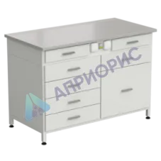 Стол-тумба с электрикой 1213x613x850 мм, 2 ящика + 4 ящика + 1 малый + 1 большой, раб. поверхность - DURCON с бортиком