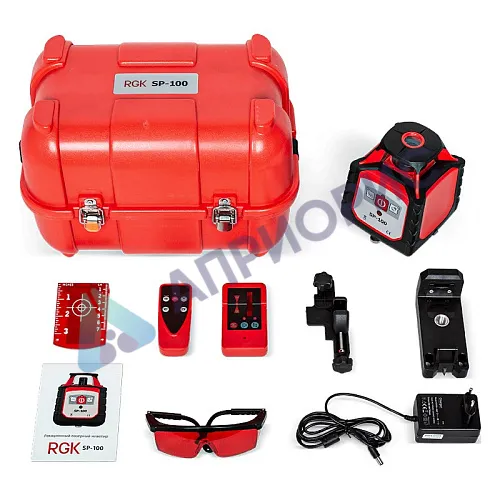 Комплект: ротационный нивелир RGK SP-100 + штатив, рейка