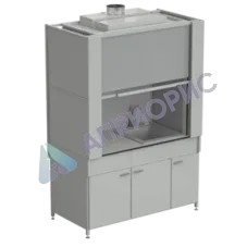 Шкаф вытяжной с коконом из стекопластика с мойкой из СП и смесителем, с ВЗБ светильником 1500х820х2240 мм, раб. поверхость- LABGRADE