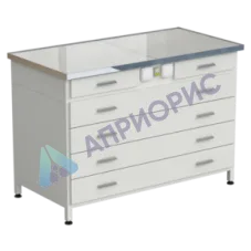 Стол-тумба с электрикой (2 ящика + 4 широких ящика) 1212x610x850 мм, раб. поверхность - КЕРАМОГРАНИТ