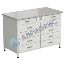 Стол-тумба с электрикой (2 ящика + 4 ящика + 4 ящика) 1213x613x850 мм, раб. поверхность - DURCON с бортиком