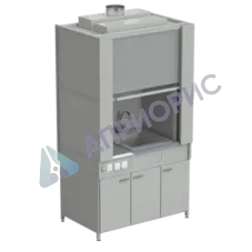 Шкаф вытяжной с коконом из стеклопластика с мойкой из СП и смесителем с электрикой 1200х820х2240 мм, раб.поверхость - МОНОЛИТНЫЙ КЕРАМОГРАНИТ