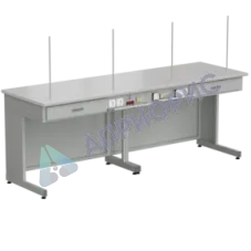 Стол демонстрационный с доп. электрикой 2400х750х900, раб. поверхность - ЛАМИНАТ БЕЛЫЙ
