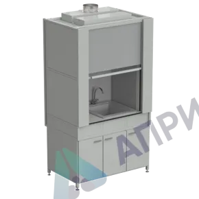 Шкаф вытяжной с коконом из стеклопластика с мойкой из СП и смесителем с ВЗБ светильником 1200х820х2240 мм, раб. поверхость- LABGRADE