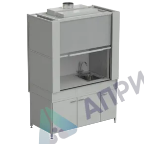 Шкаф вытяжной с коконом из стеклопластика с мойкой из НС и смесителем с ВЗБ светильником 1500х820х2240 мм, раб. поверхность - LABGRADE