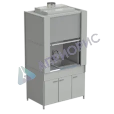 Шкаф вытяжной с коконом из стеклопластика с мойкой из СП и смесителем с ВЗБ светильником 1200х820х2240 мм, раб. поверхость - МОНОЛИТНЫЙ КЕРАМОГРАНИТ