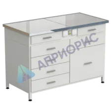 Стол-тумба с электрикой 1212x610x850 мм, 2 ящика + 4 ящика + 1 малый + 1 большой, раб. поверхность - КЕРАМОГРАНИТ