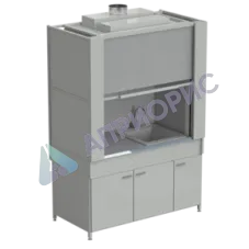 Шкаф вытяжной с коконом из стекопластика с мойкой из СП и смесителем, с ВЗБ светильником 1500х820х2240 мм, раб. поверхость - МОНОЛИТНЫЙ КЕРАМОГРАНИТ