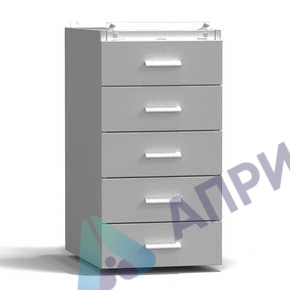 Тумба подвесная 5 ящиков 400х540х760 мм, высокая, серый металл - СТАЛЬ