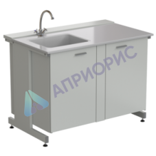 Мойка одинарная 1200х750х900 мм, одна чаша слева, смеситель, раб. поверхность - СТЕКЛОПЛАСТИК