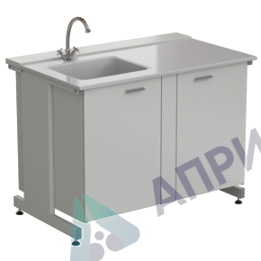 Мойка одинарная 1200х750х900 мм, одна чаша слева, смеситель, раб. поверхность - СТЕКЛОПЛАСТИК