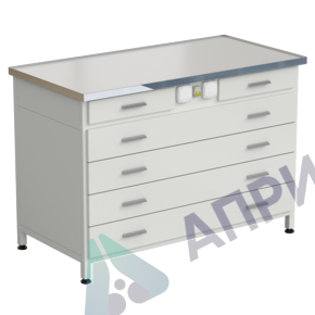 Стол-тумба с электрикой (2 ящика + 4 широких ящика) 1212x610x850 мм, раб. поверхность - LABGRADE-лайт