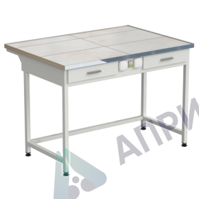 Стол лабораторный с 2-мя ящиками и электрикой 1212х850х850 мм, раб. поверхность - КЕРАМИКА