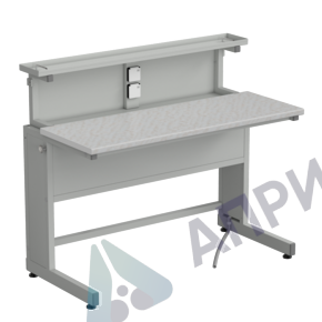Стол ученический с выдвижным блоком и розетками 1200х600х1025, раб. поверхность - ЛАМИНАТ СЕРЫЙ