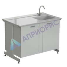 Мойка одинарная 1200х750х900 мм, одна чаша справа, смеситель, раб. поверхность - СТЕКЛОПЛАСТИК