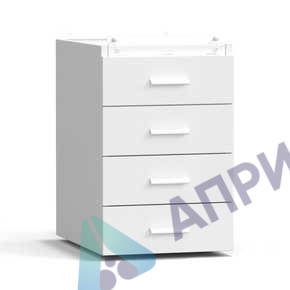 Тумба подвесная 4 ящика 400х540х610 мм, средняя, белый металл - СТАЛЬ