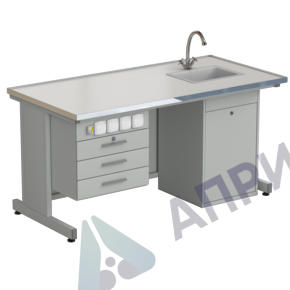 Стол лаборанта с подвесной тумбой, электрикой, водой 1515х750х760, раб. поверхность - LABGRADE-лайт