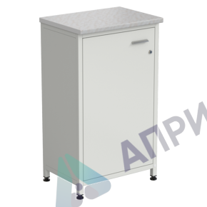 Шкаф-тумба белая 610х450х1060 мм, белый металл, раб. поверхность - ЛАМИНАТ БЕЛЫЙ