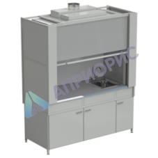 Шкаф вытяжной с коконом из стеклопластика с мойкой из НС и смесителем с ВЗБ светильником 1800х820х2240 мм, раб. поверхность - МОНОЛИТНЫЙ КЕРАМОГРАНИТ