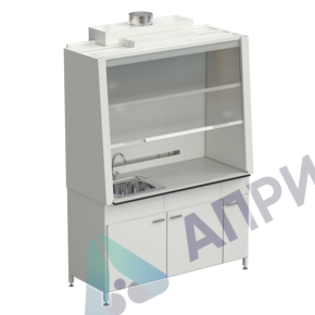 Шкаф вытяжной с одной мойкой из НС и ВЗБ светильником 1520х750х2160 мм, раб. поверхность - LABGRADE