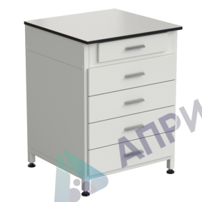 Тумба 5 ящиков 610х600х850, верхний ящик - роликовые направляющие, нижние ящики - направляющие полного выдвижения, LABGRADE