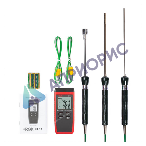 термометр rgk ct-12 с зондом температуры воздуха tr-10a, поверхностным зондом tr-10s и погружным зондом температуры tr-10w с поверкой