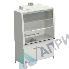 Шкаф вытяжной с одной мойкой из СП и ВЗБ светильником 1520х750х2160 мм, раб. поверхность - LABGRADE