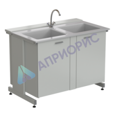 Мойка двойная универсальная 1200х750х900 мм, (глубина раковины 280 мм), раб. поверхность - СТЕКЛОПЛАСТИК