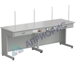 Стол демонстрационный с доп. электрикой 2400х750х900, раб. поверхность - ЛАМИНАТ БЕЛЫЙ