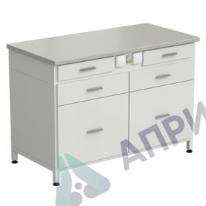 Стол-тумба с электрикой 1200x600x850 мм, 2 ящика + 2 ящика + 2 ящика, раб. поверхность - ЛАМИНАТ СЕРЫЙ