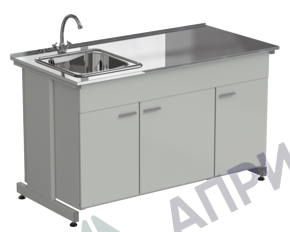 Мойка одинарная 1500х750х900 мм, одна чаша НС слева, смеситель, раб. поверхность - НЕРЖАВЕЮЩАЯ СТАЛЬ