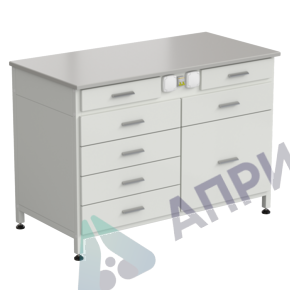 Стол-тумба с электрикой 1200x600x850 мм, 2 ящика + 4 ящика + 1 малый + 1 большой, раб. поверхность - DURCON