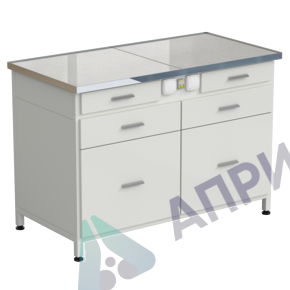 Стол-тумба с электрикой 1212x610x850 мм, 2 ящика + 2 ящика + 2 ящика, раб. поверхность - КЕРАМОГРАНИТ