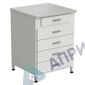 Тумба 5 ящиков 610х600х850, верхний ящик - роликовые направляющие, нижние ящики - направляющие полного выдвижения, ЛАМИНАТ БЕЛЫЙ