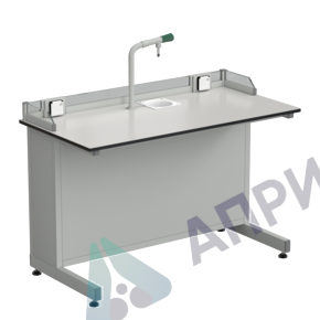 Стол ученический с подводом воды, с бортиком и розетками 1200х600х840, раб. поверхность - LABGRADE