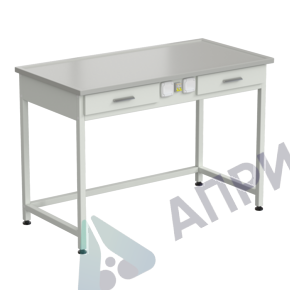 Стол лабораторный с 2-мя ящиками и электрикой 1213х613x850 мм, раб. поверхность - DURCON с бортиком