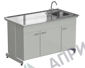 Мойка одинарная 1515х750х900 мм, одна чаша НС слева, смеситель, раб. поверхность - LABGRADE-лайт