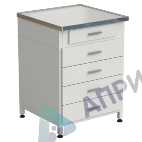 Тумба 5 ящиков 610х610х850, верхний ящик - роликовые направляющие, нижние ящики - направляющие полного выдвижения, LABGRADE-лайт