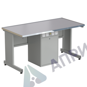 Стол ученический с сервисной стойкой, с электрикой 1500х750х760, раб. поверхность - МОНОЛИТНЫЙ КЕРАМОГРАНИТ