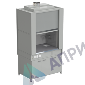 Шкаф вытяжной с коконом из стеклопластика с водой с электрикой 1200х820х2240 мм, раб. поверхность - МОНОЛИТНЫЙ КЕРАМОГРАНИТ