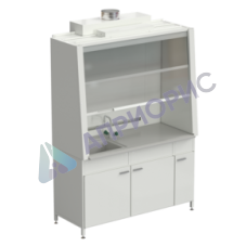 Шкаф вытяжной с одной мойкой из D и ВЗБ светильником 1520х750х2160 мм, раб. поверхность - DURCON