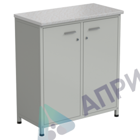 Шкаф-тумба серая 2 двери 910х450х1060 мм, раб. поверхность - ЛАМИНАТ БЕЛЫЙ