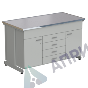 Стол-тумба 2 двери + 5 ящиков 1500х750х900, МОНОЛИТНЫЙ КЕРАМОГРАНИТ