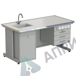 Стол лаборанта с подвесной тумбой, электрикой, водой 1515*750*760, раб. поверхность - LABGRADE-лайт
