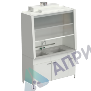 Шкаф вытяжной с двойной мойкой и ВЗБ светильником 1520х750х2160 мм, раб. поверхность - DURCON