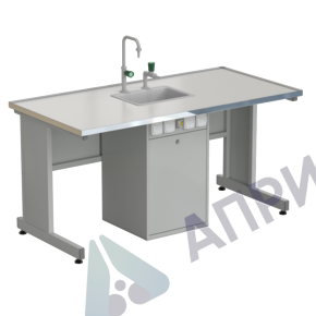 Стол ученический с сервисной стойкой, с электрикой, с подводом воды 1515х750х760, раб. поверхность - LABGRADE-лайт