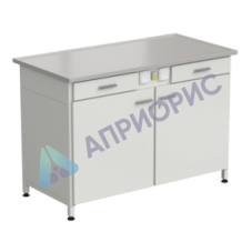 Стол-тумба с электрикой (2 ящика + двери) 1213x613x850 мм, раб. поверхность - DURCON с бортиком