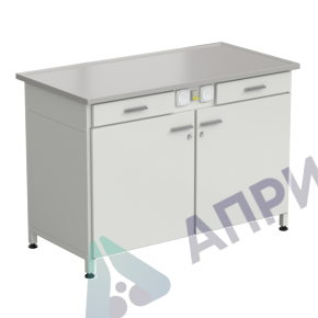 Стол-тумба с электрикой (2 ящика + двери) 1213x613x850 мм, раб. поверхность - DURCON с бортиком
