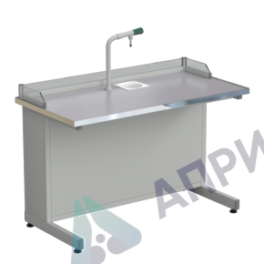 Стол ученический с подводом воды, с бортиком 1212х610х840, раб. поверхность - МОНОЛИТНЫЙ КЕРАМОГРАНИТ